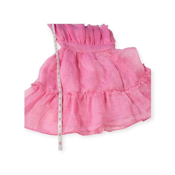 Day & Moon Pink Ruffled Strapless Dress SZ S Barbie Coquette - Picture 5 of 9